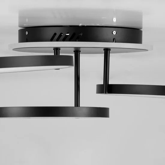 NEMESIS 61108 Μοντέρνο Φωτιστικό Οροφής LED 98W 11858lm 360° AC 220-240V IP20 Ρυθμιζόμενο Λευκό CCT με Χειριστήριο από 2700K έως 6000K Dimmable - Lumileds SMD Chip - Μαύρο Ματ - Μ89 x Π60 x Υ19cm - 3 Χρόνια Εγγύηση