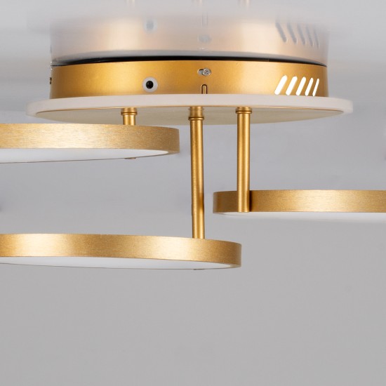 NEMESIS 61110 Μοντέρνο Φωτιστικό Οροφής LED 98W 11858lm 360° AC 220-240V IP20 Ρυθμιζόμενο Λευκό CCT με Χειριστήριο από 2700K έως 6000K Dimmable - Lumileds SMD Chip - Χρυσό Βούρτσας - Μ89 x Π60 x Υ19cm - 3 Χρόνια Εγγύηση