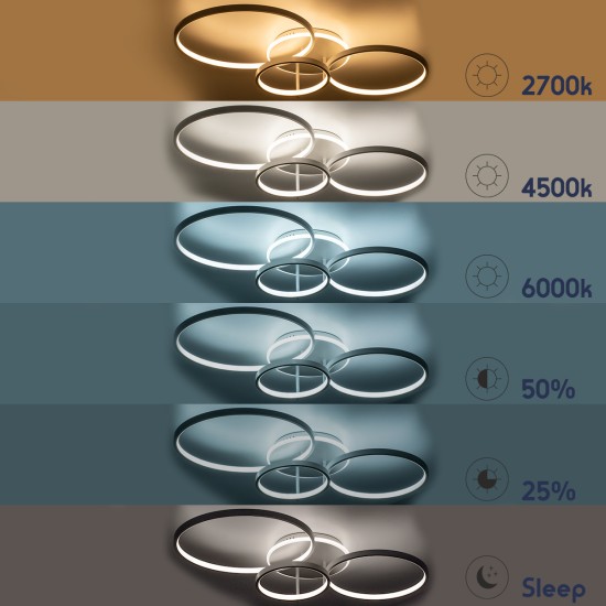 NEMESIS 61110 Μοντέρνο Φωτιστικό Οροφής LED 98W 11858lm 360° AC 220-240V IP20 Ρυθμιζόμενο Λευκό CCT με Χειριστήριο από 2700K έως 6000K Dimmable - Lumileds SMD Chip - Χρυσό Βούρτσας - Μ89 x Π60 x Υ19cm - 3 Χρόνια Εγγύηση