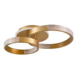 DIAMOND 61113 Μοντέρνο Φωτιστικό Οροφής LED 67W 8078lm 360° AC 220-240V IP20 Ρυθμιζόμενο Λευκό CCT με Χειριστήριο από 2700K έως 6000K Dimmable - Lumileds SMD Chip - Χρυσό Βούρτσας - Μ60 x Π40 x Υ14cm - 3 Χρόνια Εγγύηση