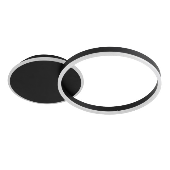 VENOM 61117 Μοντέρνο Φωτιστικό Οροφής LED 45W 5445lm 360° AC 220-240V IP20 Ρυθμιζόμενο Λευκό CCT με Χειριστήριο από 2700K έως 6000K Dimmable - Lumileds SMD Chip - Μαύρο Ματ - Μ60 x Π40 x Υ7.5cm - 3 Χρόνια Εγγύηση