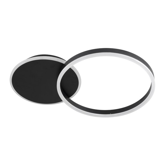 VENOM 61117 Μοντέρνο Φωτιστικό Οροφής LED 45W 5445lm 360° AC 220-240V IP20 Ρυθμιζόμενο Λευκό CCT με Χειριστήριο από 2700K έως 6000K Dimmable - Lumileds SMD Chip - Μαύρο Ματ - Μ60 x Π40 x Υ7.5cm - 3 Χρόνια Εγγύηση