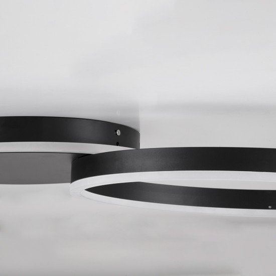 VENOM 61117 Μοντέρνο Φωτιστικό Οροφής LED 45W 5445lm 360° AC 220-240V IP20 Ρυθμιζόμενο Λευκό CCT με Χειριστήριο από 2700K έως 6000K Dimmable - Lumileds SMD Chip - Μαύρο Ματ - Μ60 x Π40 x Υ7.5cm - 3 Χρόνια Εγγύηση