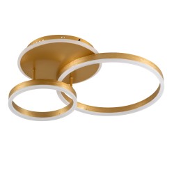 VENOM 61122 Μοντέρνο Φωτιστικό Οροφής LED 67W 8107lm 360° AC 220-240V IP20 Ρυθμιζόμενο Λευκό CCT με Χειριστήριο από 2700K έως 6000K Dimmable - Lumileds SMD Chip - Χρυσό Βούρτσας - Μ60 x Π40 x Υ12.5cm - 3 Χρόνια Εγγύηση