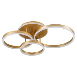 VENOM 61125 Μοντέρνο Φωτιστικό Οροφής LED 100W 12100lm 360° AC 220-240V IP20 Ρυθμιζόμενο Λευκό CCT με Χειριστήριο από 2700K έως 6000K Dimmable - Lumileds SMD Chip - Χρυσό Βούρτσας - Μ70 x Π40 x Υ16cm - 3 Χρόνια Εγγύηση