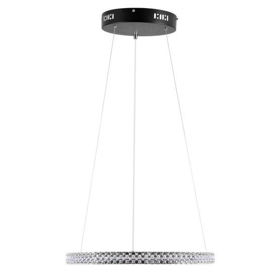 DIAMOND 61128 Κρεμαστό Φωτιστικό Δαχτυλίδι-Κύκλος LED CCT 30W 3513lm 360° AC 220-240V - Εναλλαγή Φωτισμού μέσω Τηλεχειριστηρίου All In One Ψυχρό 6000k+Φυσικό 4500k+Θερμό 2700k Dimmable Φ40cm - Μαύρο - 3 Years Warranty