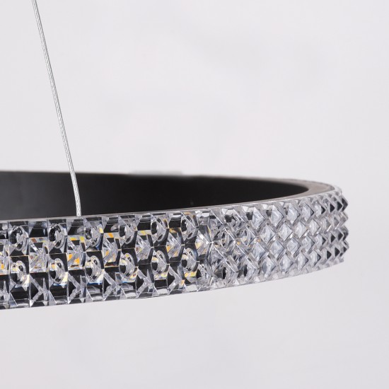 DIAMOND 61128 Κρεμαστό Φωτιστικό Δαχτυλίδι-Κύκλος LED CCT 30W 3513lm 360° AC 220-240V - Εναλλαγή Φωτισμού μέσω Τηλεχειριστηρίου All In One Ψυχρό 6000k+Φυσικό 4500k+Θερμό 2700k Dimmable Φ40cm - Μαύρο - 3 Years Warranty