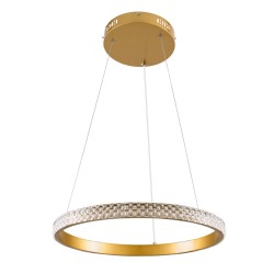 DIAMOND 61129 Μοντέρνο Κρεμαστό Φωτιστικό Οροφής LED 30W 3513lm 360° AC 220-240V IP20 Ρυθμιζόμενο Λευκό CCT με Χειριστήριο από 2700K έως 6000K Dimmable - Lumileds SMD Chip - Χρυσό Βούρτσας - Μ40 x Π40 x Υ3cm - 3 Χρόνια Εγγύηση