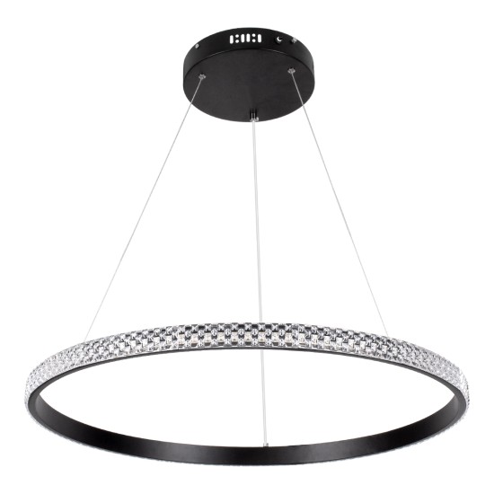 DIAMOND 61130 Μοντέρνο Κρεμαστό Φωτιστικό Οροφής LED 45W 5230lm 360° AC 220-240V IP20 Ρυθμιζόμενο Λευκό CCT με Χειριστήριο από 2700K έως 6000K Dimmable - Lumileds SMD Chip - Μαυρό Ματ - Μ60 x Π60 x Υ3cm - 3 Χρόνια Εγγύηση