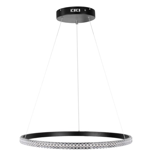 DIAMOND 61130 Μοντέρνο Κρεμαστό Φωτιστικό Οροφής LED 45W 5230lm 360° AC 220-240V IP20 Ρυθμιζόμενο Λευκό CCT με Χειριστήριο από 2700K έως 6000K Dimmable - Lumileds SMD Chip - Μαυρό Ματ - Μ60 x Π60 x Υ3cm - 3 Χρόνια Εγγύηση
