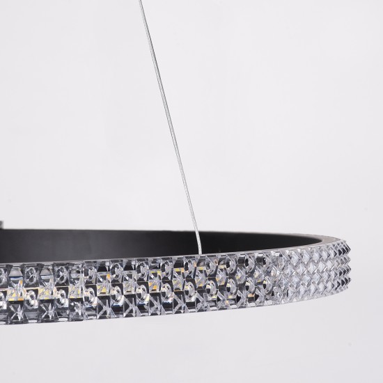 DIAMOND 61130 Μοντέρνο Κρεμαστό Φωτιστικό Οροφής LED 45W 5230lm 360° AC 220-240V IP20 Ρυθμιζόμενο Λευκό CCT με Χειριστήριο από 2700K έως 6000K Dimmable - Lumileds SMD Chip - Μαυρό Ματ - Μ60 x Π60 x Υ3cm - 3 Χρόνια Εγγύηση