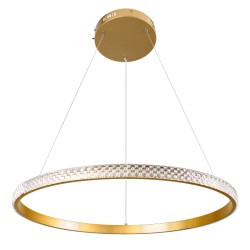 DIAMOND 61131 Μοντέρνο Κρεμαστό Φωτιστικό Οροφής LED 45W 5230lm 360° AC 220-240V IP20 Ρυθμιζόμενο Λευκό CCT με Χειριστήριο από 2700K έως 6000K Dimmable - Lumileds SMD Chip - Χρυσό Βούρτσας - Μ60 x Π60 x Υ3cm - 3 Χρόνια Εγγύηση