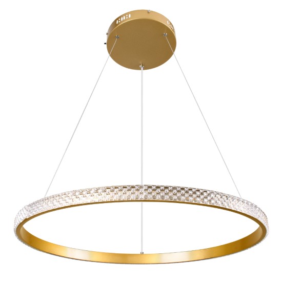 DIAMOND 61131 Μοντέρνο Κρεμαστό Φωτιστικό Οροφής LED 45W 5230lm 360° AC 220-240V IP20 Ρυθμιζόμενο Λευκό CCT με Χειριστήριο από 2700K έως 6000K Dimmable - Lumileds SMD Chip - Χρυσό Βούρτσας - Μ60 x Π60 x Υ3cm - 3 Χρόνια Εγγύηση