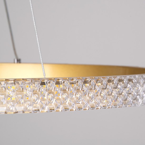 DIAMOND 61131 Μοντέρνο Κρεμαστό Φωτιστικό Οροφής LED 45W 5230lm 360° AC 220-240V IP20 Ρυθμιζόμενο Λευκό CCT με Χειριστήριο από 2700K έως 6000K Dimmable - Lumileds SMD Chip - Χρυσό Βούρτσας - Μ60 x Π60 x Υ3cm - 3 Χρόνια Εγγύηση