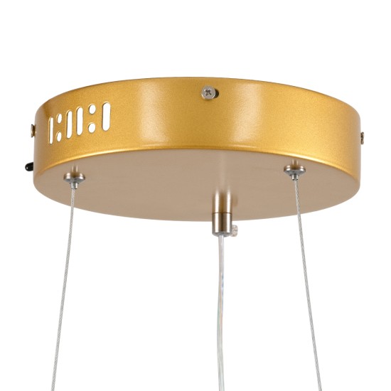 DIAMOND 61131 Μοντέρνο Κρεμαστό Φωτιστικό Οροφής LED 45W 5230lm 360° AC 220-240V IP20 Ρυθμιζόμενο Λευκό CCT με Χειριστήριο από 2700K έως 6000K Dimmable - Lumileds SMD Chip - Χρυσό Βούρτσας - Μ60 x Π60 x Υ3cm - 3 Χρόνια Εγγύηση