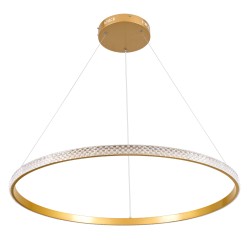 DIAMOND 61133 Μοντέρνο Κρεμαστό Φωτιστικό Οροφής LED 67W 7689lm 360° AC 220-240V IP20 Ρυθμιζόμενο Λευκό CCT με Χειριστήριο από 2700K έως 6000K Dimmable - Lumileds SMD Chip - Χρυσό Βούρτσας - Μ80 x Π80 x Υ3cm - 3 Χρόνια Εγγύηση