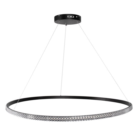 DIAMOND 61134 Κρεμαστό Φωτιστικό Δαχτυλίδι-Κύκλος LED CCT 75W 8743lm 360° AC 220-240V - Εναλλαγή Φωτισμού μέσω Τηλεχειριστηρίου All In One Ψυχρό 6000k+Φυσικό 4500k+Θερμό 2700k Dimmable Φ100cm - Μαύρο - 3 Years Warranty