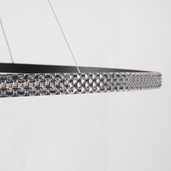 DIAMOND 61134 Κρεμαστό Φωτιστικό Δαχτυλίδι-Κύκλος LED CCT 75W 8743lm 360° AC 220-240V - Εναλλαγή Φωτισμού μέσω Τηλεχειριστηρίου All In One Ψυχρό 6000k+Φυσικό 4500k+Θερμό 2700k Dimmable Φ100cm - Μαύρο - 3 Years Warranty