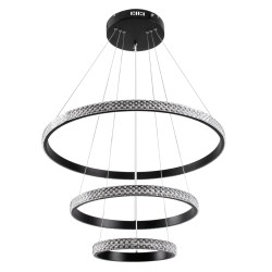 DIAMOND TRIO 61136 Μοντέρνο Κρεμαστό Φωτιστικό Οροφής LED 100W 12123lm 360° AC 220-240V IP20 Ρυθμιζόμενο Λευκό CCT με Χειριστήριο από 2700K έως 6000K Dimmable - Lumileds SMD Chip - Μαυρό Ματ - Μ60 x Π60 x Υ60cm - 3 Χρόνια Εγγύηση