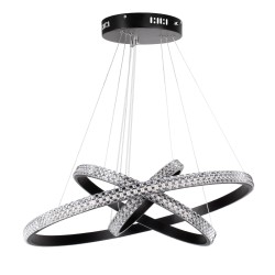 DIAMOND TRIO 61136-DECO Μοντέρνο Κρεμαστό Φωτιστικό Οροφής LED 100W 12123lm 360° AC 220-240V IP20 Ρυθμιζόμενο Λευκό CCT με Χειριστήριο από 2700K έως 6000K Dimmable - Lumileds SMD Chip - Μαύρο Ματ - Μ60 x Π60 x Υ60cm - 3 Χρόνια Εγγύηση