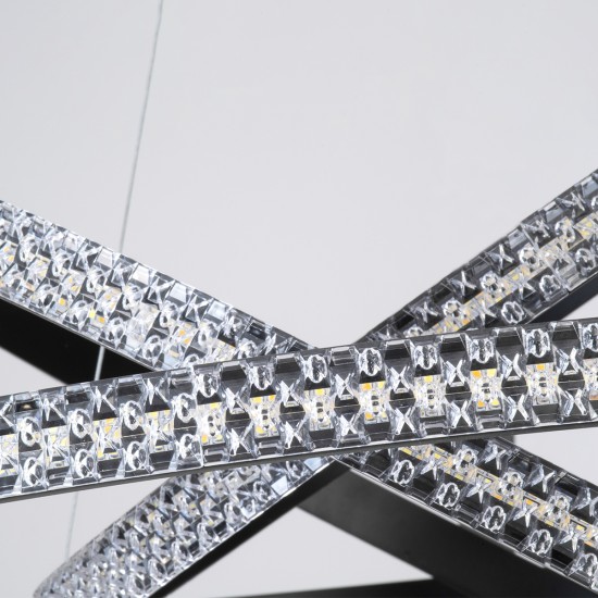 DIAMOND TRIO 61136-DECO Μοντέρνο Κρεμαστό Φωτιστικό Οροφής LED 100W 12123lm 360° AC 220-240V IP20 Ρυθμιζόμενο Λευκό CCT με Χειριστήριο από 2700K έως 6000K Dimmable - Lumileds SMD Chip - Μαύρο Ματ - Μ60 x Π60 x Υ60cm - 3 Χρόνια Εγγύηση