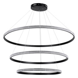 DIAMOND TRIO 61140 Μοντέρνο Κρεμαστό Φωτιστικό Οροφής LED 150W 18379lm 360° AC 220-240V IP20 Ρυθμιζόμενο Λευκό CCT με Χειριστήριο από 2700K έως 6000K Dimmable - Lumileds SMD Chip - Μαύρο Ματ - Μ100 x Π100 x Υ100cm - 3 Χρόνια Εγγύηση
