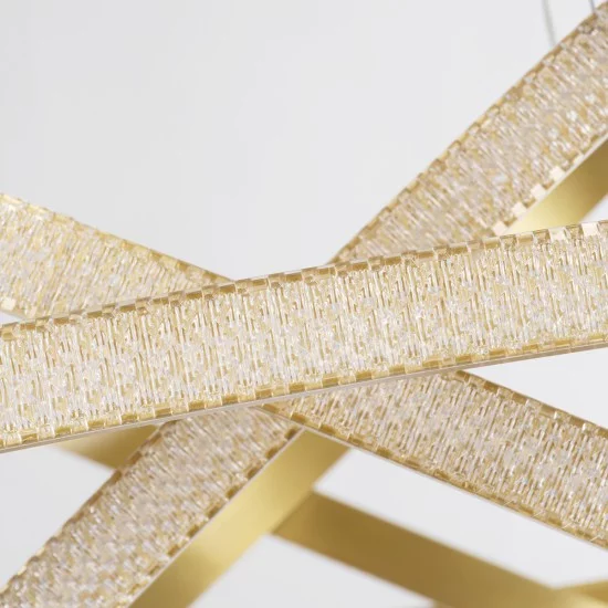 DIAMOND TRIO 61141-DECO Μοντέρνο Κρεμαστό Φωτιστικό Οροφής LED 150W 18379lm 360° AC 220-240V IP20 Ρυθμιζόμενο Λευκό CCT με Χειριστήριο από 2700K έως 6000K Dimmable - Lumileds SMD Chip - Χρυσό Βούρτσας - Μ100 x Π100 x Υ100cm - 3 Χρόνια Εγγύηση