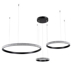 DIAMOND TRIO 61142 Μοντέρνο Κρεμαστό Φωτιστικό Οροφής LED 100W 12123lm 360° AC 220-240V IP20 Ρυθμιζόμενο Λευκό CCT με Χειριστήριο από 2700K έως 6000K Dimmable - Lumileds SMD Chip - Μαυρό Ματ - Μ110 x Π110 x Υ60cm - 3 Χρόνια Εγγύηση