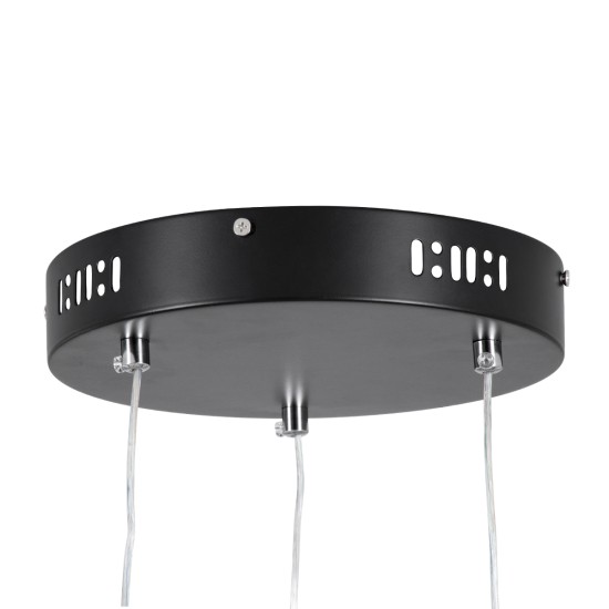 DIAMOND TRIO 61142 Μοντέρνο Κρεμαστό Φωτιστικό Οροφής LED 100W 12123lm 360° AC 220-240V IP20 Ρυθμιζόμενο Λευκό CCT με Χειριστήριο από 2700K έως 6000K Dimmable - Lumileds SMD Chip - Μαυρό Ματ - Μ110 x Π110 x Υ60cm - 3 Χρόνια Εγγύηση