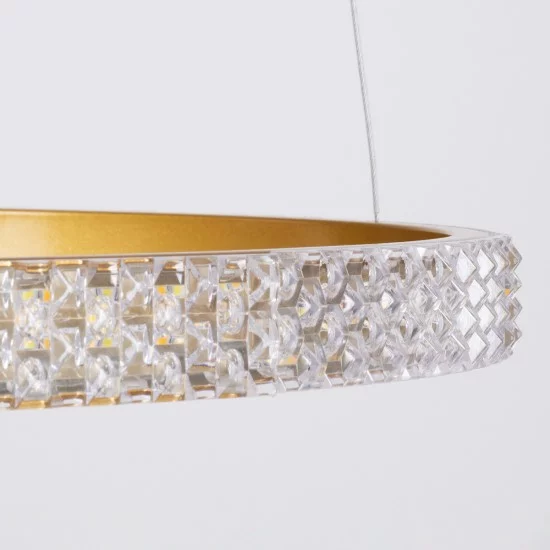 DIAMOND TRIO 61143 Μοντέρνο Κρεμαστό Φωτιστικό Οροφής LED 100W 12123lm 360° AC 220-240V IP20 Ρυθμιζόμενο Λευκό CCT με Χειριστήριο από 2700K έως 6000K Dimmable - Lumileds SMD Chip - Χρυσό Βούρτσας - Μ110 x Π110 x Υ60cm - 3 Χρόνια Εγγύηση