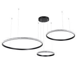 DIAMOND TRIO 61144 Μοντέρνο Κρεμαστό Φωτιστικό Οροφής LED 120W 14723lm 360° AC 220-240V IP20 Ρυθμιζόμενο Λευκό CCT με Χειριστήριο από 2700K έως 6000K Dimmable - Lumileds SMD Chip - Μαυρό Ματ - Μ150 x Π150 x Υ60cm - 3 Χρόνια Εγγύηση