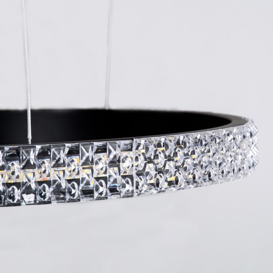 DIAMOND TRIO 61144 Μοντέρνο Κρεμαστό Φωτιστικό Οροφής LED 120W 14723lm 360° AC 220-240V IP20 Ρυθμιζόμενο Λευκό CCT με Χειριστήριο από 2700K έως 6000K Dimmable - Lumileds SMD Chip - Μαυρό Ματ - Μ150 x Π150 x Υ60cm - 3 Χρόνια Εγγύηση