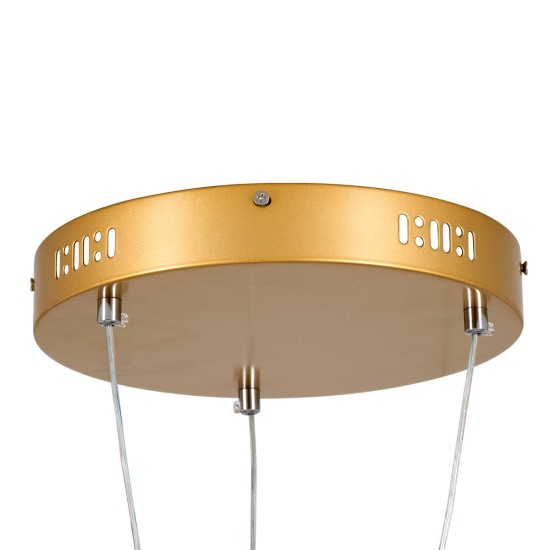 DIAMOND TRIO 61145 Μοντέρνο Κρεμαστό Φωτιστικό Οροφής LED 120W 14723lm 360° AC 220-240V IP20 Ρυθμιζόμενο Λευκό CCT με Χειριστήριο από 2700K έως 6000K Dimmable - Lumileds SMD Chip - Χρυσό Βούρτσας - Μ150 x Π150 x Υ60cm - 3 Χρόνια Εγγύηση