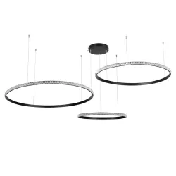 DIAMOND TRIO 61146 Μοντέρνο Κρεμαστό Φωτιστικό Οροφής LED 150W 18379lm 360° AC 220-240V IP20 Ρυθμιζόμενο Λευκό CCT με Χειριστήριο από 2700K έως 6000K Dimmable - Lumileds SMD Chip - Μαυρό Ματ - Μ170 x Π170 x Υ60cm - 3 Χρόνια Εγγύηση