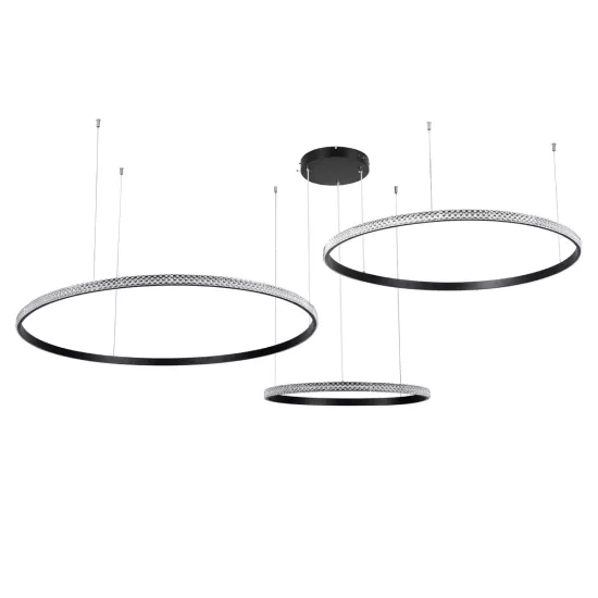 DIAMOND TRIO 61146 Μοντέρνο Κρεμαστό Φωτιστικό Οροφής LED 150W 18379lm 360° AC 220-240V IP20 Ρυθμιζόμενο Λευκό CCT με Χειριστήριο από 2700K έως 6000K Dimmable - Lumileds SMD Chip - Μαυρό Ματ - Μ170 x Π170 x Υ60cm - 3 Χρόνια Εγγύηση