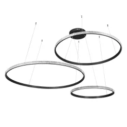 DIAMOND TRIO 61146 Μοντέρνο Κρεμαστό Φωτιστικό Οροφής LED 150W 18379lm 360° AC 220-240V IP20 Ρυθμιζόμενο Λευκό CCT με Χειριστήριο από 2700K έως 6000K Dimmable - Lumileds SMD Chip - Μαυρό Ματ - Μ170 x Π170 x Υ60cm - 3 Χρόνια Εγγύηση