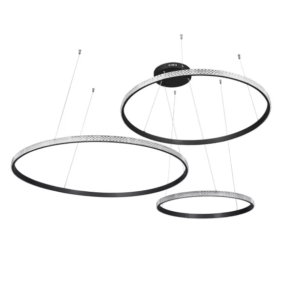 DIAMOND TRIO 61146 Μοντέρνο Κρεμαστό Φωτιστικό Οροφής LED 150W 18379lm 360° AC 220-240V IP20 Ρυθμιζόμενο Λευκό CCT με Χειριστήριο από 2700K έως 6000K Dimmable - Lumileds SMD Chip - Μαυρό Ματ - Μ170 x Π170 x Υ60cm - 3 Χρόνια Εγγύηση