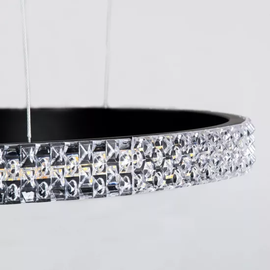 DIAMOND TRIO 61146 Μοντέρνο Κρεμαστό Φωτιστικό Οροφής LED 150W 18379lm 360° AC 220-240V IP20 Ρυθμιζόμενο Λευκό CCT με Χειριστήριο από 2700K έως 6000K Dimmable - Lumileds SMD Chip - Μαυρό Ματ - Μ170 x Π170 x Υ60cm - 3 Χρόνια Εγγύηση