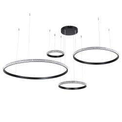 DIAMOND TETRA 61148 Μοντέρνο Κρεμαστό Φωτιστικό Οροφής LED 150W 18379lm 360° AC 220-240V IP20 Ρυθμιζόμενο Λευκό CCT με Χειριστήριο από 2700K έως 6000K Dimmable - Lumileds SMD Chip - Μαύρο Ματ - Μ150 x Π150 x Υ120cm - 3 Χρόνια Εγγύηση