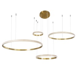 DIAMOND TETRA 61149 Μοντέρνο Κρεμαστό Φωτιστικό Οροφής LED 150W 18379lm 360° AC 220-240V IP20 Ρυθμιζόμενο Λευκό CCT με Χειριστήριο από 2700K έως 6000K Dimmable - Lumileds SMD Chip - Χρυσό Βούρτσας - Μ150 x Π150 x Υ60cm - 3 Χρόνια Εγγύηση