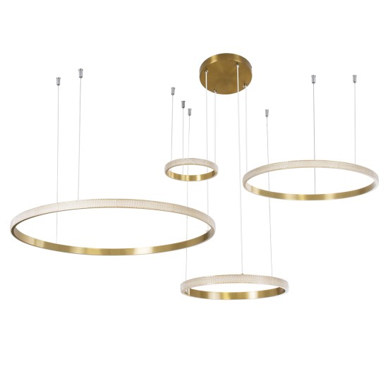 DIAMOND TETRA 61149 Μοντέρνο Κρεμαστό Φωτιστικό Οροφής LED 150W 18379lm 360° AC 220-240V IP20 Ρυθμιζόμενο Λευκό CCT με Χειριστήριο από 2700K έως 6000K Dimmable - Lumileds SMD Chip - Χρυσό Βούρτσας - Μ150 x Π150 x Υ60cm - 3 Χρόνια Εγγύηση