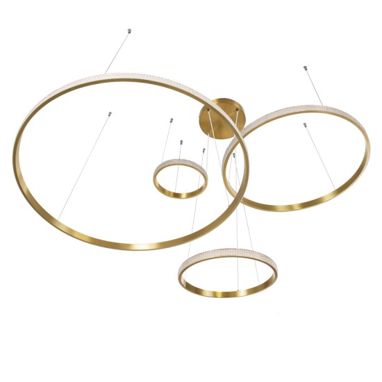 DIAMOND TETRA 61149 Μοντέρνο Κρεμαστό Φωτιστικό Οροφής LED 150W 18379lm 360° AC 220-240V IP20 Ρυθμιζόμενο Λευκό CCT με Χειριστήριο από 2700K έως 6000K Dimmable - Lumileds SMD Chip - Χρυσό Βούρτσας - Μ150 x Π150 x Υ60cm - 3 Χρόνια Εγγύηση