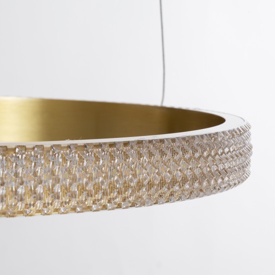 DIAMOND TETRA 61149 Μοντέρνο Κρεμαστό Φωτιστικό Οροφής LED 150W 18379lm 360° AC 220-240V IP20 Ρυθμιζόμενο Λευκό CCT με Χειριστήριο από 2700K έως 6000K Dimmable - Lumileds SMD Chip - Χρυσό Βούρτσας - Μ150 x Π150 x Υ60cm - 3 Χρόνια Εγγύηση