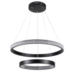 DIAMOND DUO 61150 Μοντέρνο Κρεμαστό Φωτιστικό Οροφής LED 75W 8743lm 360° AC 220-240V IP20 Ρυθμιζόμενο Λευκό CCT με Χειριστήριο από 2700K έως 6000K Dimmable - Lumileds SMD Chip - Μαυρό Ματ - Μ60 x Π60 x Υ60cm - 3 Χρόνια Εγγύηση