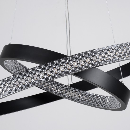 DIAMOND DUO 61150 Μοντέρνο Κρεμαστό Φωτιστικό Οροφής LED 75W 8743lm 360° AC 220-240V IP20 Ρυθμιζόμενο Λευκό CCT με Χειριστήριο από 2700K έως 6000K Dimmable - Lumileds SMD Chip - Μαυρό Ματ - Μ60 x Π60 x Υ60cm - 3 Χρόνια Εγγύηση