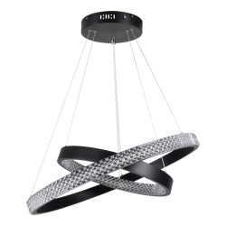 DIAMOND DUO 61150-DECO Μοντέρνο Κρεμαστό Φωτιστικό Οροφής LED 75W 8743lm 360° AC 220-240V IP20 Ρυθμιζόμενο Λευκό CCT με Χειριστήριο από 2700K έως 6000K Dimmable - Lumileds SMD Chip - Μαύρο Ματ - Μ60 x Π60 x Υ60cm - 3 Χρόνια Εγγύηση
