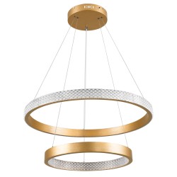 DIAMOND DUO 61151 Μοντέρνο Κρεμαστό Φωτιστικό Οροφής LED 75W 8743lm 360° AC 220-240V IP20 Ρυθμιζόμενο Λευκό CCT με Χειριστήριο από 2700K έως 6000K Dimmable - Lumileds SMD Chip - Χρυσό Βούρτσας - Μ60 x Π60 x Υ60cm - 3 Χρόνια Εγγύηση
