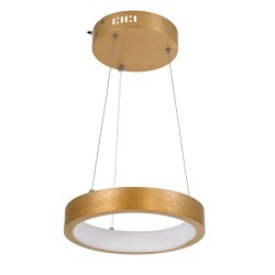 NEMESIS 61154 Μοντέρνο Κρεμαστό Φωτιστικό Οροφής LED 20W 2356lm 360° AC 220-240V IP20 Ρυθμιζόμενο Λευκό CCT με Χειριστήριο από 2700K έως 6000K Dimmable - Lumileds SMD Chip - Χρυσό Βούρτσας - Μ25 x Π25 x Υ4cm - 3 Χρόνια Εγγύηση