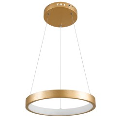 NEMESIS 61157 Μοντέρνο Κρεμαστό Φωτιστικό Οροφής LED 30W 3513lm 360° AC 220-240V IP20 Ρυθμιζόμενο Λευκό CCT με Χειριστήριο από 2700K έως 6000K Dimmable - Lumileds SMD Chip - Χρυσό Βούρτσας - Μ40 x Π40 x Υ4cm - 3 Χρόνια Εγγύηση
