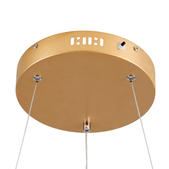 NEMESIS 61157 Μοντέρνο Κρεμαστό Φωτιστικό Οροφής LED 30W 3513lm 360° AC 220-240V IP20 Ρυθμιζόμενο Λευκό CCT με Χειριστήριο από 2700K έως 6000K Dimmable - Lumileds SMD Chip - Χρυσό Βούρτσας - Μ40 x Π40 x Υ4cm - 3 Χρόνια Εγγύηση